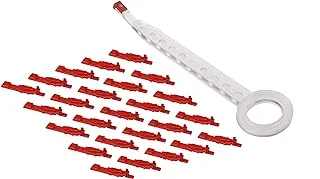 NTW RJ45 net-Lock™ Patch Cable Locking key insert, tamper resistant, Red, 25pcs + 1 Extraction tool - NL-KL-RD-25