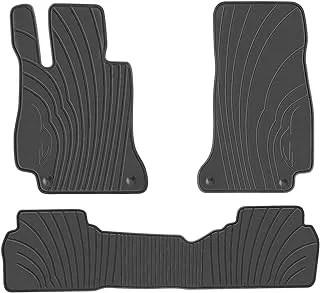 San Auto Car Floor Mat for Mercedes-Benz E-Class 2017 2018 2019 2020 2021 E300 E320 E400 E350 E63 E550 Custom Fit Full Black Rubber Auto Floor Mats Set All Weather Heavy Duty Odorless