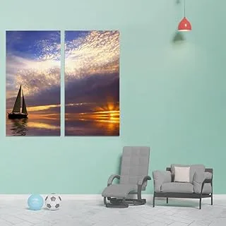 Once Upon A Boat, Canvas wall art painting, Multicolour, Canvas, 2 Pieces, 50 x 100 cm By(BPA®)