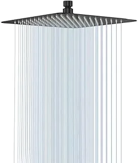 NearMoon Super Large Stainless Steel Hotel Rain Shower Head, 12in Square, Black