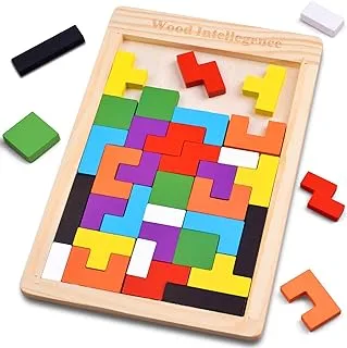 Wooden Puzzles for Kids Ages 4-8 8-10 Thick Colorful 3D Russian Blocks and Brain Teaser Tangram Jigsaw STEM Intelligence Toys Educational Gift for Toddlers 3 4 5 6 7 Years Old Boys Girls