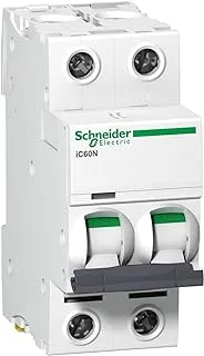 Schneider Electric Acti9 iC60N 2P 1A C Miniature Circuit breaker, A9F44201