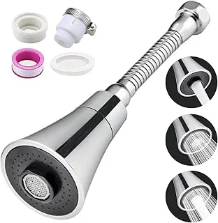 ECVV 360-degree Rotating Faucet Aerator, 3 Modes Extended Kitchen Faucet Sprayer, Aerator, Splash Filter, Movable Water Saving Tap Faucet Extender Kitchen/Bathroom