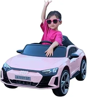 VIP STARS - Licensed Audi E-tron GT 12V4ah Battery, Leather seats, real rubber tires, original and real mercedez-benz, Music, Light & USB, Electric Car, drive 12 months above - Pink