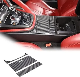 JONKOKO Soft Carbon Fiber Central Control Storage Box Panel Sticker Frame Trim Cover Interior Accessories for Jaguar F-Type 2013-2024 Car Accessories (Black)