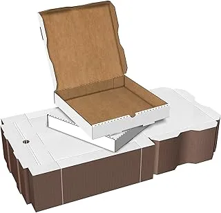 25 Pcs White Cardboard Pizza Boxes, Large Size 28x28x5cm (11x11x2 Inches), Square-Flat cardboard boxes, Restaurant-ware, Pizza Takeout Disposable Containers. Made in UAE