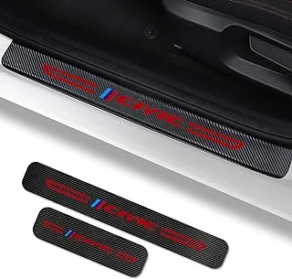 4PCS for Civic Door Sill Protector Compatible fit Honda Civic Accessories, Carbon Fiber Leather Door Sill Sticker, Reflective Automotive Door Sill Guard, Decoration Door Sill Scuff Plate Sticker