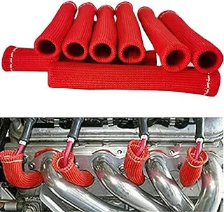 8 x Spark Plug Wire Protection Caps Spark Plug Protection 1600 Degree High Performance Heat Protection Protection Spark Plug Sleeve Wire Boot (Red)