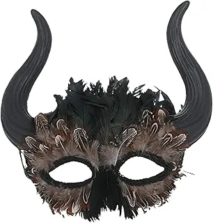 Feathered Venetian Horned Mask on Elastic