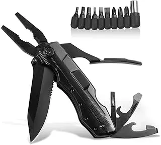 COOLBABY Outdoor Multifunctional Tool, Mini Folding Tool Pliers Stainless Steel Pliers,Black