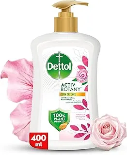 Dettol Activ-Botany Antibacterial Liquid Handwash, Rosewater & Hibiscus Fragrance, 100% Plant-Derived Ingredients, 400ml