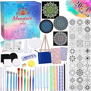 Catcrafter 71 PCS Mandala Dotting Tools Art Supplies - Rock Dot Stencils for Painting Tool Set Craft Kits with Tray Brush Zipper Waterproof Bag Pen for Nail Mandala Arts Drawing Home Decor Activity