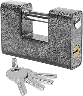 ECVV Heavy Duty Padlock with Keys - Hardened Solid Steel Hardware Monoblock Lock - Thick Shackle Protector Lock for Garage Door | Containers | Sheds | Shutters | Lockers | Gates and Warehouses