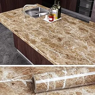 BPA Brown Marble Contact Paper Peel and Stick Countertop Granite Wallpaper for Kitchen Cabinet Vinyl Waterproof Self Adhesive Removable Wall Paper Decorative for Home Decor 40cm x 300cm