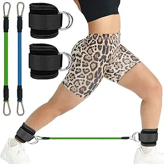 Ankle Resistance Bands with Cuffs, Ankle Straps with Resistance Cord, Ankle Bands for Working Out Kickback with Tube Bands