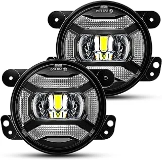 LX-LIGHT Super Bright 60W 4 Inch LED Fog Lights with DRL EMC Compatible with Jeep Wrangler TJ LJ JK Dodge Journey Front Bumper Lights(Pair)