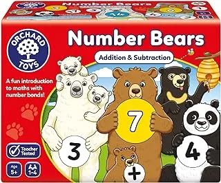 ألعاب Orchard Toys Number Bears ألعاب الرياضيات للأطفال لتعلم الجمع والطرح وروابط الأرقام حتى 20، أول لعبة لوحية للأطفال، تجعل تعلم الرياضيات ممتعًا، ألعاب تعليمية للأطفال بعمر 5 سنوات فما فوق