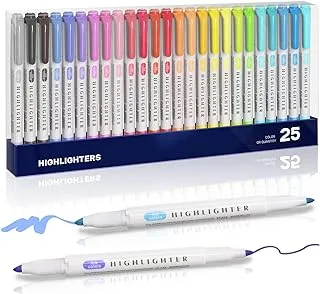 YOOUSOO 25 Pack Pastel Highlighters Assorted Colours,Bible Highlighters Big Pack Marker Pens Set for Children's Day Gift,Chisel Tip Rainbow Highlighters No Bleed Fluorescent Pens for Student Office