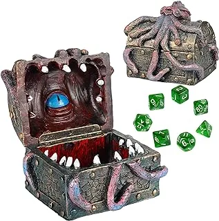 علبة تخزين DND Mimic & Octopus Chest Box من الراتنج Cthulhu Dice مثالية للأبراج المحصنة والتنينات، وألعاب اللوحة، وRPG على الطاولة وملحقات الألعاب