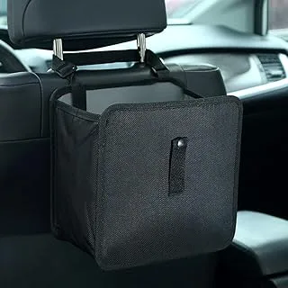 ECVV Car Trash Can, Automotive Trash Bin, Leak-Proof Back Seat Garbage Bag, Oxford Cloth Vehicle Container, Foldable Hanging Auto Organizer-Black