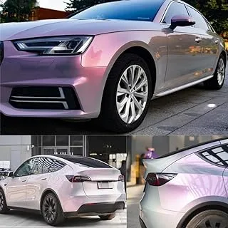 XhuangTech Chameleon Vinyl Wrap Grey to Purple Adhesive Car Body Film Sticker Decal Sheet Roll Air Bubble Release DIY (Grey to Red, 60