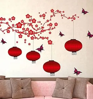 BPA® Chinese Lamps In Double Sheet Wall Sticker (PVC Vinyl,90x60cm, Multicolour)