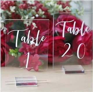 BPA® Acrylic Wedding Table Numbers with Stands 1-20 | 4x6 inch Perfect for Christmas Party