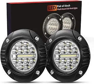 Bunker INDUST Flush Mount Led Pods 5 بوصة LED Truck Work Light Bar 1Pair 48W القيادة أضواء الوفير الفيضانات بقعة كومبو قبالة الطريق أضواء الضباب للماء لعربة الغولف جرار تاكوما ATV UTV