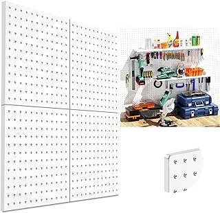 DEMEDO Peg Board, Metal Pegboard Wall Organizer with Drilling and No Drilling Way, Pegboard, Peg Boards for Walls White Pegboard Panels for Craft Room Garage Workshop Kicthen Tool Organization