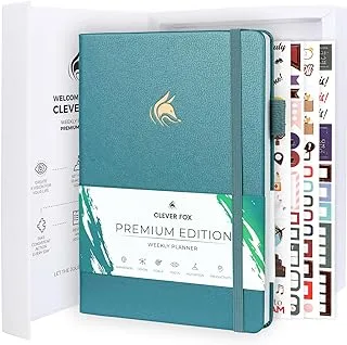 Clever Fox Planner Premium Edition – Undated Luxurious Weekly & Monthly Planner to Increase Productivity and Hit Your Goals – Organizer – Start Anytime, A5, Lasts 1 Year, Aquamarine (Weekly)