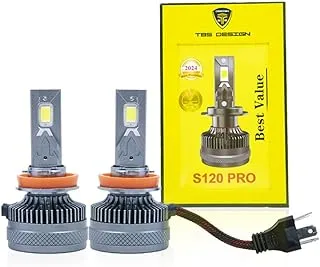 TBS DESIGN New S120 PRO 2024 Upgraded H4/9003 LED Headlight Bulbs,12000LM Super Bright, Headlights Conversion Kit 6500K Xenon White, Halogen Replacement with Fan,Pack of 2