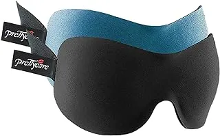 PrettyCare 3D Sleep Mask 2 Pack,Eye Mask for Sleeping 3D Contoured Sleeping Mask Blackout Out Light - Blindfold Airplane with Ear Plugs, Night Masks with Travel Bag (A-Black&Blue)