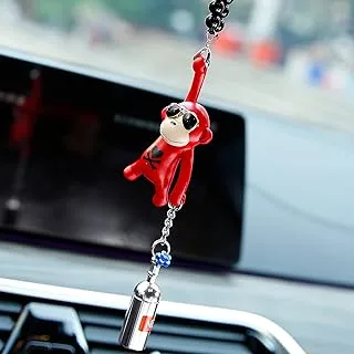 YGMONER Wearing Sunglasses Monkey Car Interior Rear View Mirror Hanging Ornaments (red & nitrogen Bottle)