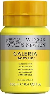 Winsor & Newton Galeria Acrylic Lemon Yellow 250ml,tub with even consistency, non-fading, high coverage, rich in colour pigments