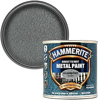 Hammerite Direct to Rust Metal Paint - Hammered Silver Finish 250ML