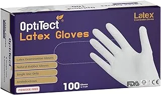 OptiTect Disposable Latex Gloves Powder Free - Ultra Strong Gloves - Ideal for HealthCare, Home, Cleaning, and Food Preparation purposes