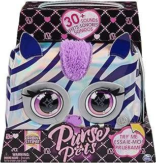 Purse Pets, Metallic Mood Rebel Stripez, Interactive Pet Toy and Crossbody Shoulder Bag with over 30 Sounds and Reactions, Kids’ Toys for Girls