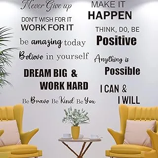 BPA 10 PCS Inspirational Wall Stickers Decals Quotes, Large Motivational Positive Saying Wall Art Decor for Bedroom, Living Black