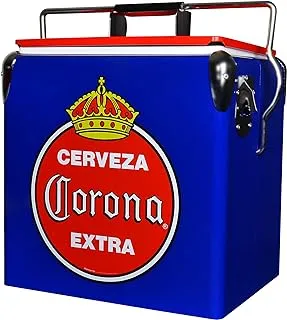 Corona Retro Ice Chest Cooler with Bottle Opener 13 L /14 Quart Vintage Style Ice Bucket for Beers, Camping, Picnic, Beach, RV, BBQs, Tailgating, Fishing