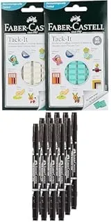 Faber-castell reusable tack it green/white pack of 2 + Double Sided Permanent Marker Box Of 12Pc Black