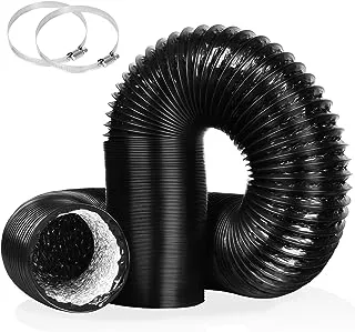 4 Inch 16FT Air Duct,Insulation Aluminum Clothing Dryer Hose,Black PVC Lightproof Vent Hose for Fan Filter and Grow Tent, 2 Clamps Include