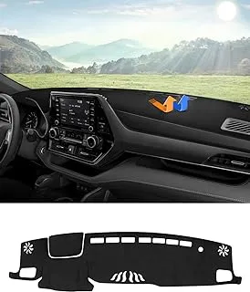 Autorder Custom Fit for Dash Cover Mat Toyota Highlander 2020 2021 2022 2023 Flannel Nonslip Dashboard Mat Protector Black(Compatible with or Without Display)