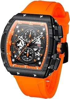 AIMES Watches for Men Luxury Skeleton Tonneau Watch for Men Waterproof Adjustable Silicone Strap Steampunk Style Chronograph Calendar Date Business Luminous Cool Large Square Face Wristwatch