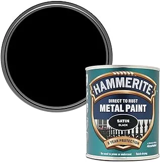 Hammerite 5092829 Satin Metal Paint, Black, 750ml