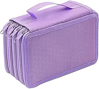 COOLBABY 72 Slots Pencil Case Handy Pencil Holder with Zipper 4-layer Colored Pencil Case Large Pencil Bag for Watercolor Pencils, Gel Pens and Ordinary Pencils (Purple)