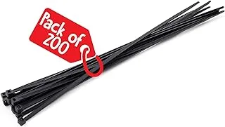 Zip Cable Ties (200 Pieces, 30cm x 3.6mm, Black)