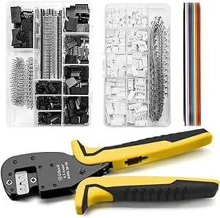 Qibaok Crimping Tool Kit Dupont Ratcheting Crimper Plier Set with 460pcs 2.54mm JST-XH Connectors and 1550PCS 2.54mm Dupont Connectors