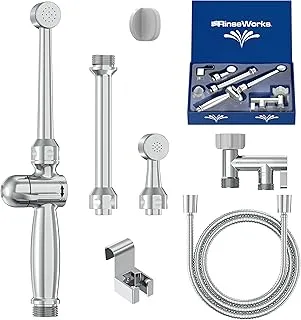 RinseWorks- All Brass Aquaus 360 Handheld Bidet Sprayer for Toilet - NSF Plumbing Code Certified Legal Installation Ergonomic Dual Thumb Pressure Controls- 3”-11” Spray Reach 5 Year Warranty