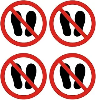 BPA® Do Not Step On It/No Stepping On Surface Sign Self Adhesive Peel and Stick Safety Warning Vinyl Decal 3.94 inches in DiameterPack of 4 Pcs