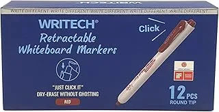 WRITECH Retractable Dry Erase Markers 12pcs Red: Fine Tip Low Odor Kid Adult Refillable Clickable Highly-visible and low-odor vibrant inks are 100% non-toxic and safe for kids or adults.